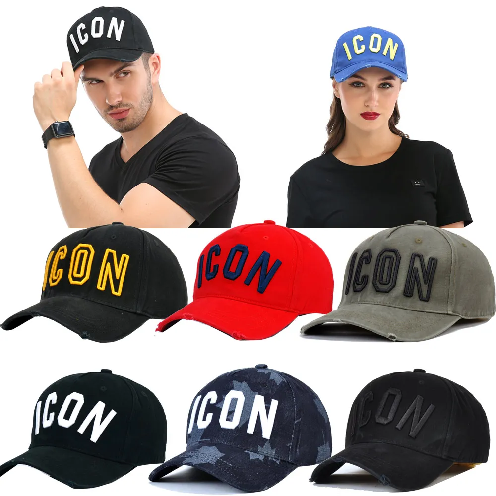 

2021 Fashion Gorras Hombre Casquette ICON Letter Cotton Men's Kpop Baseball Cap Women Snapback Hat DSQ Hat Dad Bone Trucker Cap