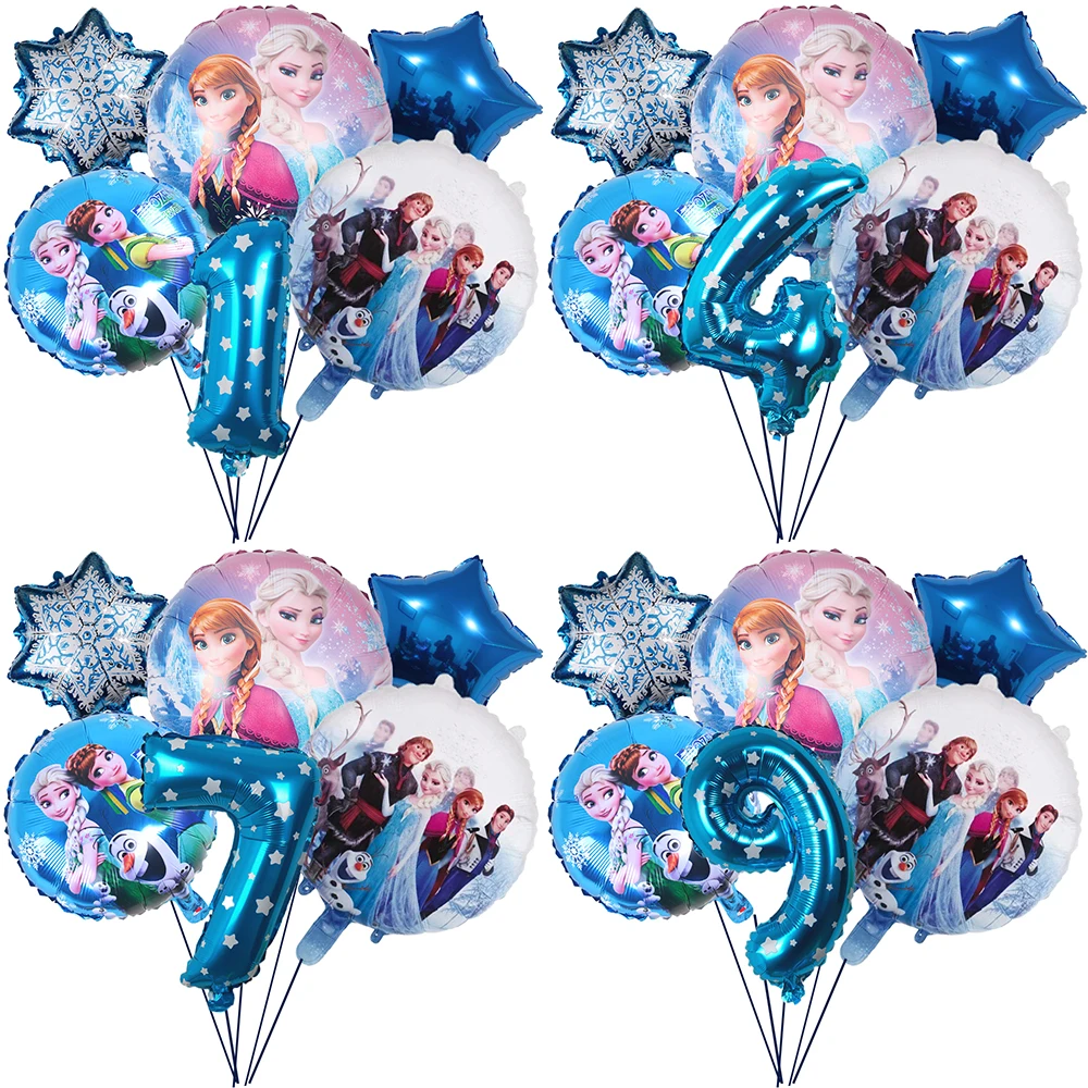 

6 шт диснеевской принцессы из мультфильма “Холодное сердце” Эльза воздушные шары градиент номер детских празднований дня рождения вечерн...