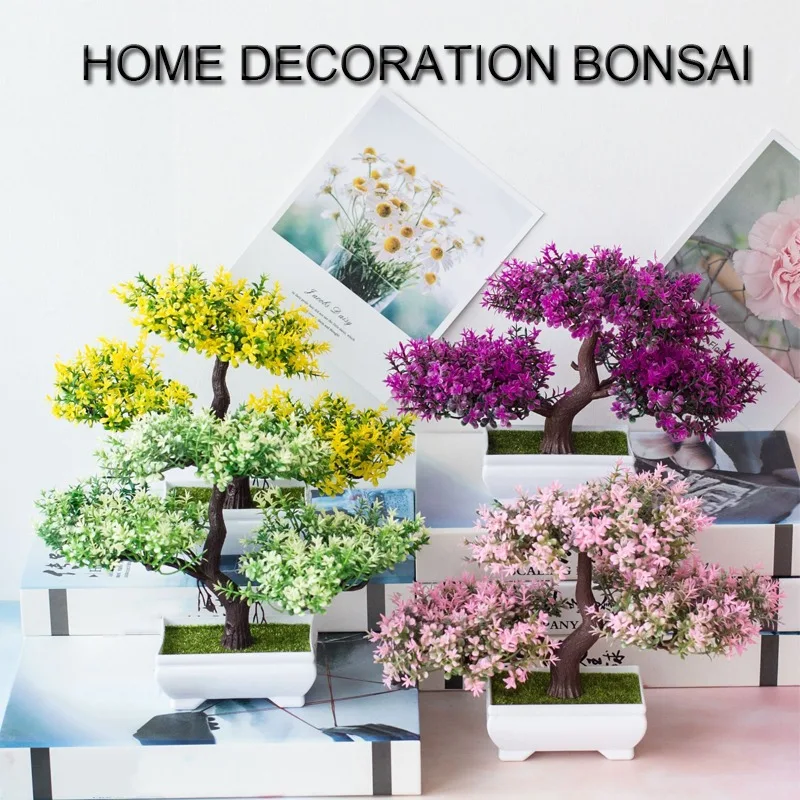 

Home Decor Welcoming Pine Bonsai Simulation Decorative flowers and Wreaths Artificial Flowers Fake Green Pot Plants Ornaments