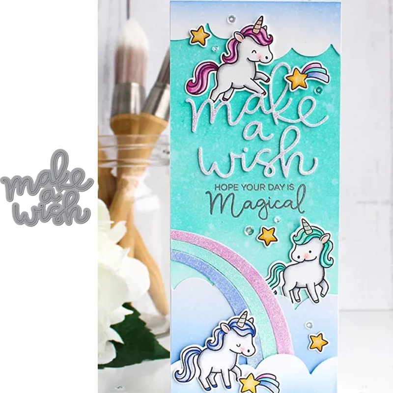 Металлические Вырубные штампы Word Make A Wish для скрапбукинга и изготовления карт