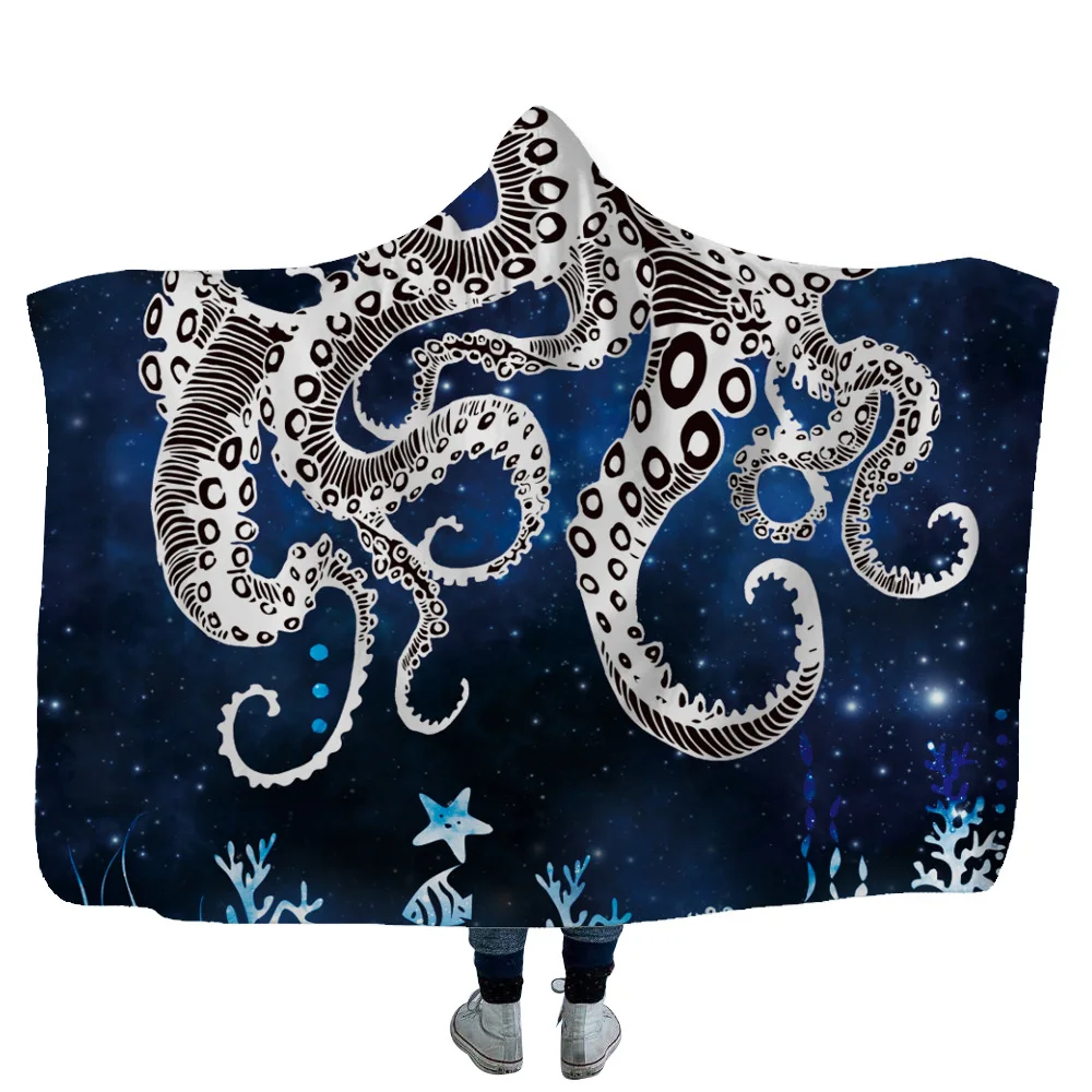 Роскошное Одеяло ONGLYP с капюшоном утолщенное шерпа флисовое плюшевое теплое