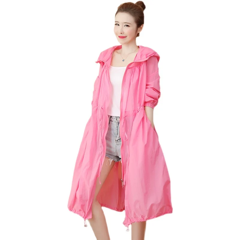

Spring and Summerr Women Large Size Long Sleeve Hooded Super Fairy Long Money Loose Coat Sun Protective Clothing