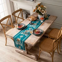 retro style pastoral country tea table nordic jacquard table runner embroidered cotton and linen fabric strip luxury decor