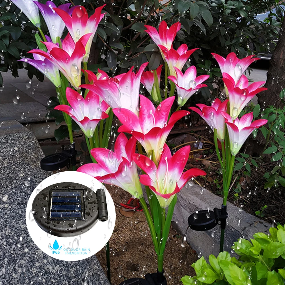 Солнечная красочная белая имитация Лилия Светодиодная лампа IP67