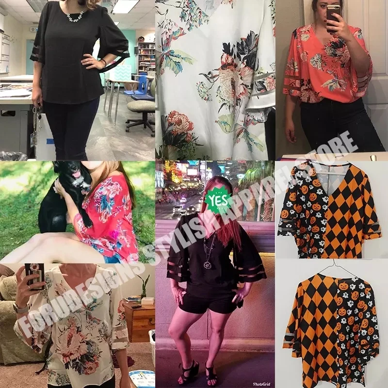 

Custom Cartoon sloth animal Print Women's Summer Sexy V Neck Tops Ruffle Short Sleeve Tie Knot Front Chiffon Shirts Blouses