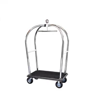 Polished finish stainless steel construction concierge birdcage trolley luggage cart,luggage cart trolley hotelCD