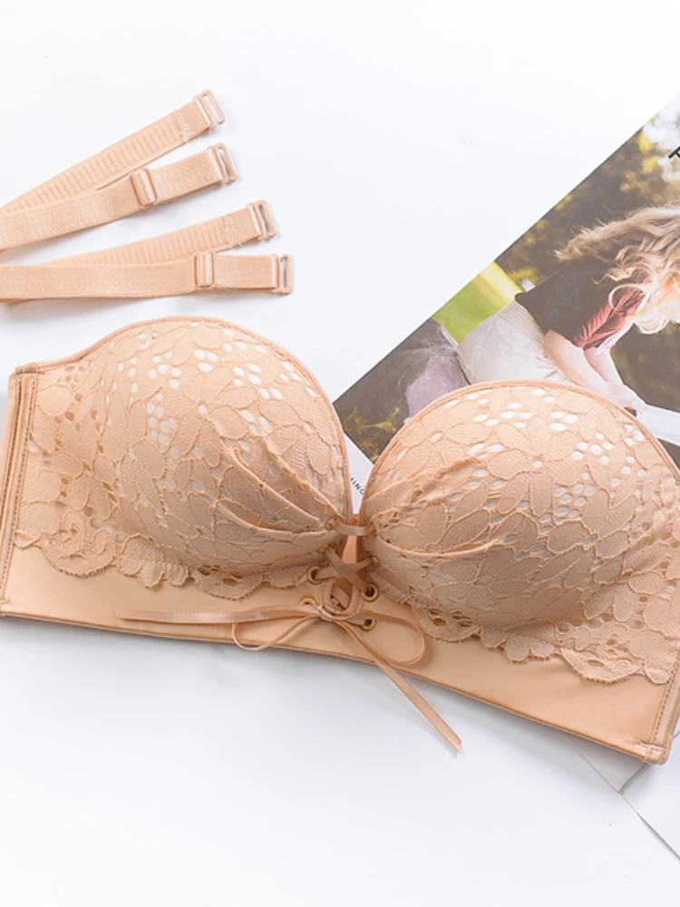 

Upgrade Non-slip Non-slip Strapless Non-slip Invisible Bra Gathers No Steel Ring Lace Underwear