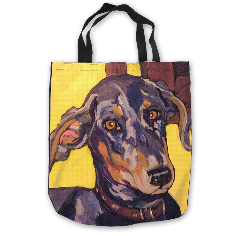 Custom Canvas Paintting Dog ToteBags Hand Bags Shopping Bag Casual Beach HandBags 180713-1-35 | Багаж и сумки