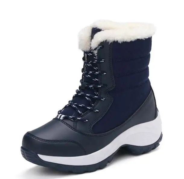 Женские высокие ботинки для снежной погоды водонепроницаемые из хлопка теплые