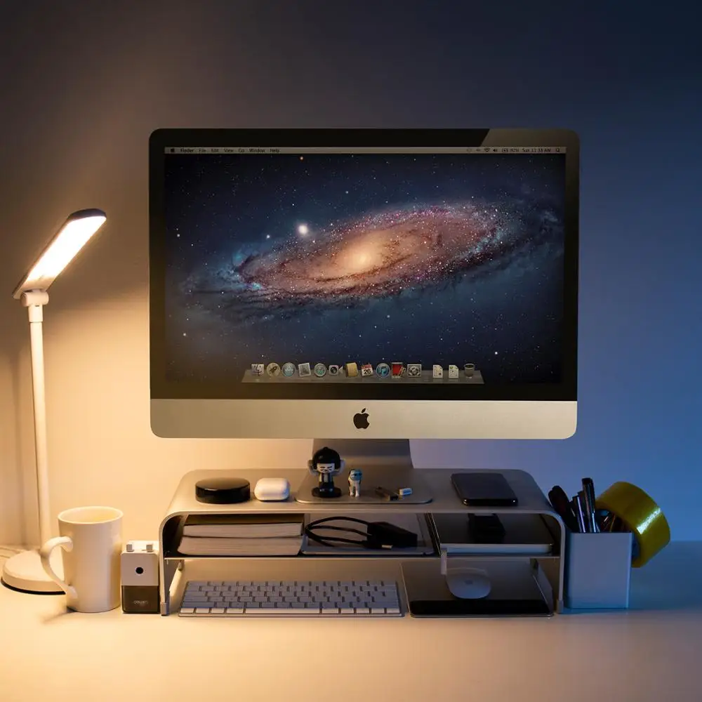 Aluminum Monitor Stand Computer Riser Universal Metal Desk Base up to 27 inches Screens for PC Laptop MacBook . |