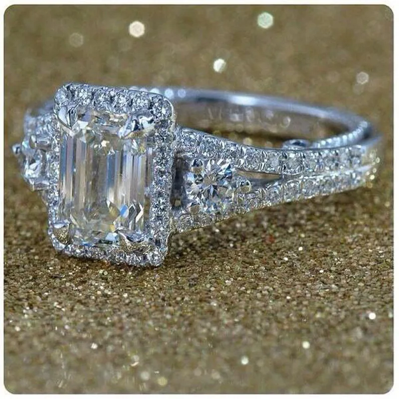 

Luxury Full Paved CZ Stone Ring Square Shape AAA Zircon Elegant For Women Anniversary Gift Female Fashion Jewelry T4C327