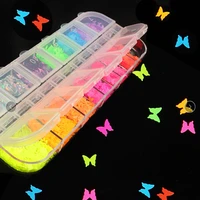 12 grids 32 types 3d ultra thin sequin butterfly nail glitter mix set mini round shiny diy nail art decoration accessories