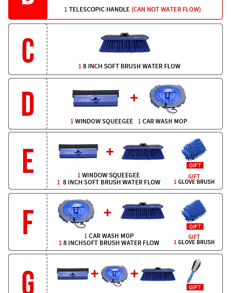 Car Wash Brush Cleaning Mop Chenille Broom Water Flow Windows Squeegee Telescoping Handle Foam Bottle Car Accessories Xammep