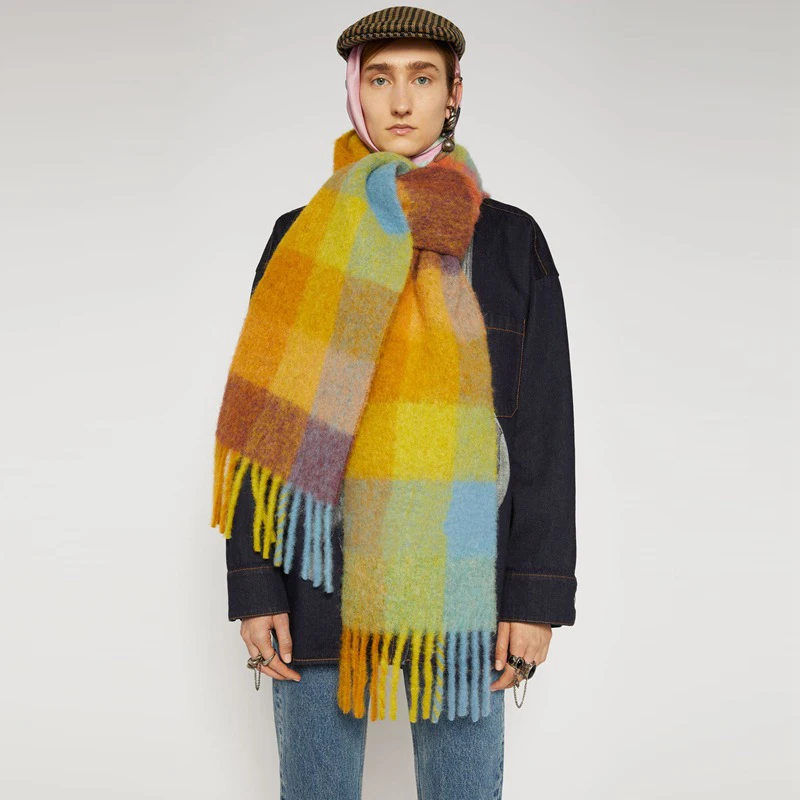 

Модный осенне-зимний утолщенный клетчатый женский шарф теплый пашминовый шарф шаль шарфы для женщин брендовая Высококачественная шапка и ...
