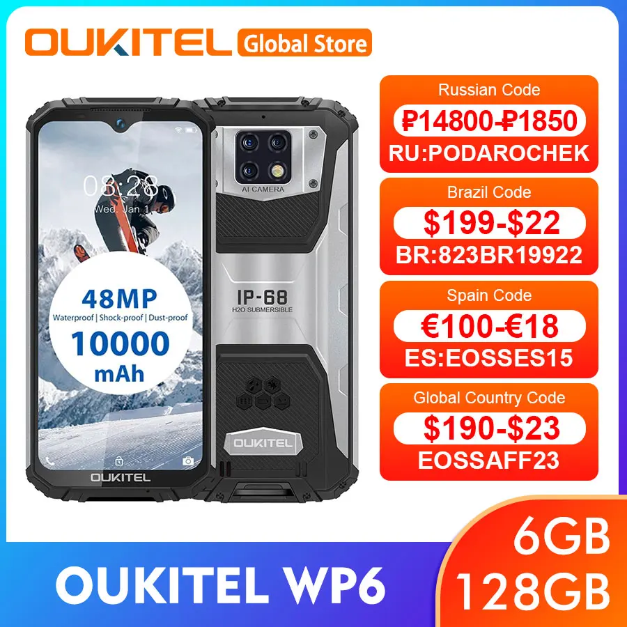 OUKITEL WP6 смартфон экран 6 3 дюймов Android 19 5 Восьмиядерный ГБ 9 0 ГБ|Смартфоны| |