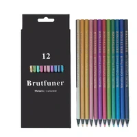 brutfuner 12pcs metallic colored pencils lapis de cor profissional golden color pencil for school sketch painting gifts