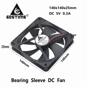 2 шт.партия, охлаждающий вентилятор для чехла компьютера, USB, 14 см, 140 мм x 25 мм, модель 14025, 5 в постоянного тока, 140*25 мм