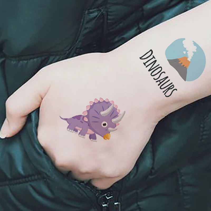 12 листов/набор временная тату наклейка в виде динозавра милое поддельное флеш