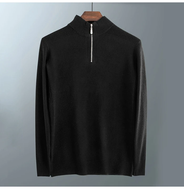 Зима мужской теплый шерстяной свитер бизнес мода Slim Fit Толстая водолазка свитер на молнии мужской бренд пуловер Одежда