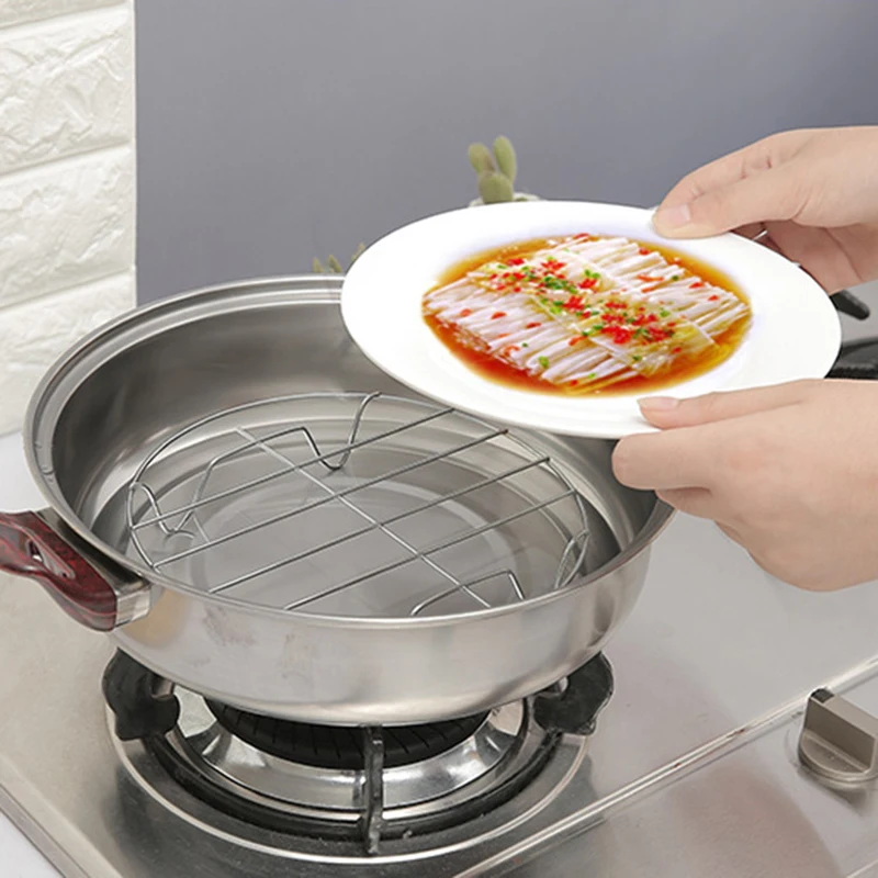 

Stainless Steel Steamer Round Tray Stock Pot Steaming Tray Stand Kitchen Cookware rice cooker steaming Rack Tool kitchen Gadgets