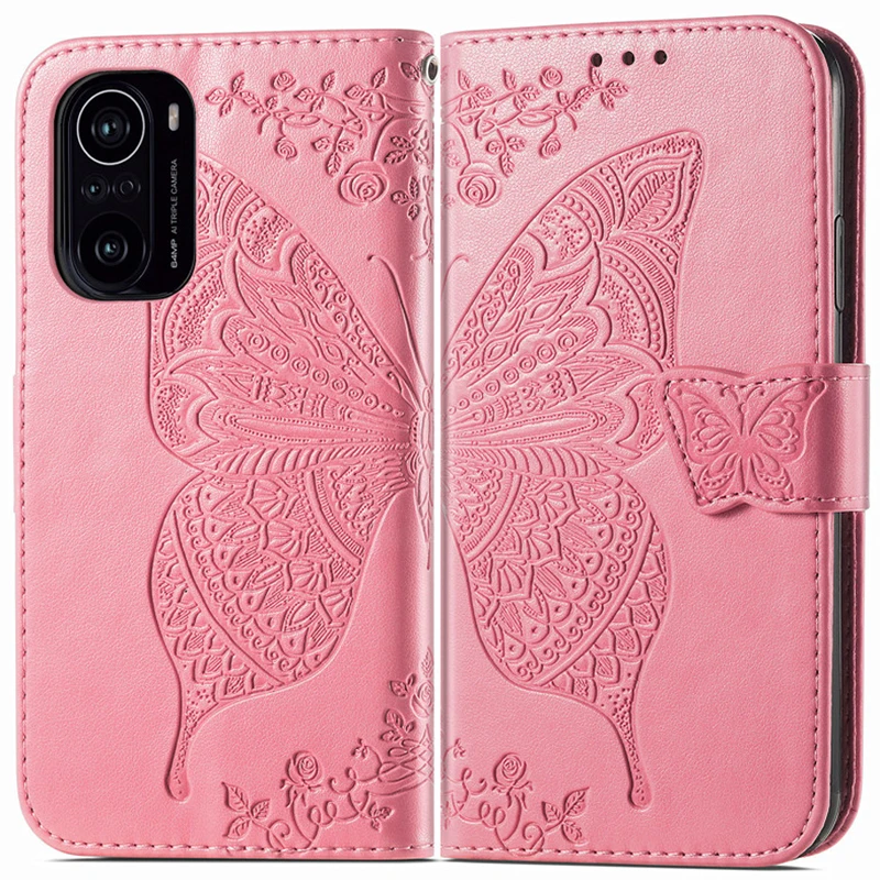 

Mi Poco F3 Emboss 3D Butterfliy Wallet Case For Xiaomi Pocophone F3 Luxury Leather Flip Case Poco F3 3F Stand Cover Mi Poco F3