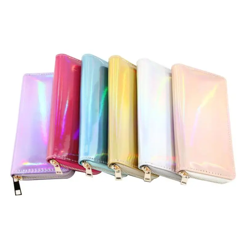 

New Fashion Laser Zipper Long Wallet Women Leather Money Pouch Coin Phone Card Passport Holder Clutch Wallets Female Purses
