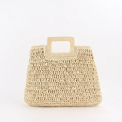 beige Круглая Соломенная пляжная сумка, винтажная тканая сумка на плечо ручной работы, рафия, круглая ротанговая сумка, богемные летние сумки для отдыха, повседневные сумки - Цвет: beige
