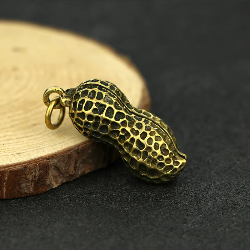 

Chinese Style Brass Peanut Figurines Plant Miniatures For Car KeyChain Pendant Copper Jewelry Key Accessories Gift Ornaments