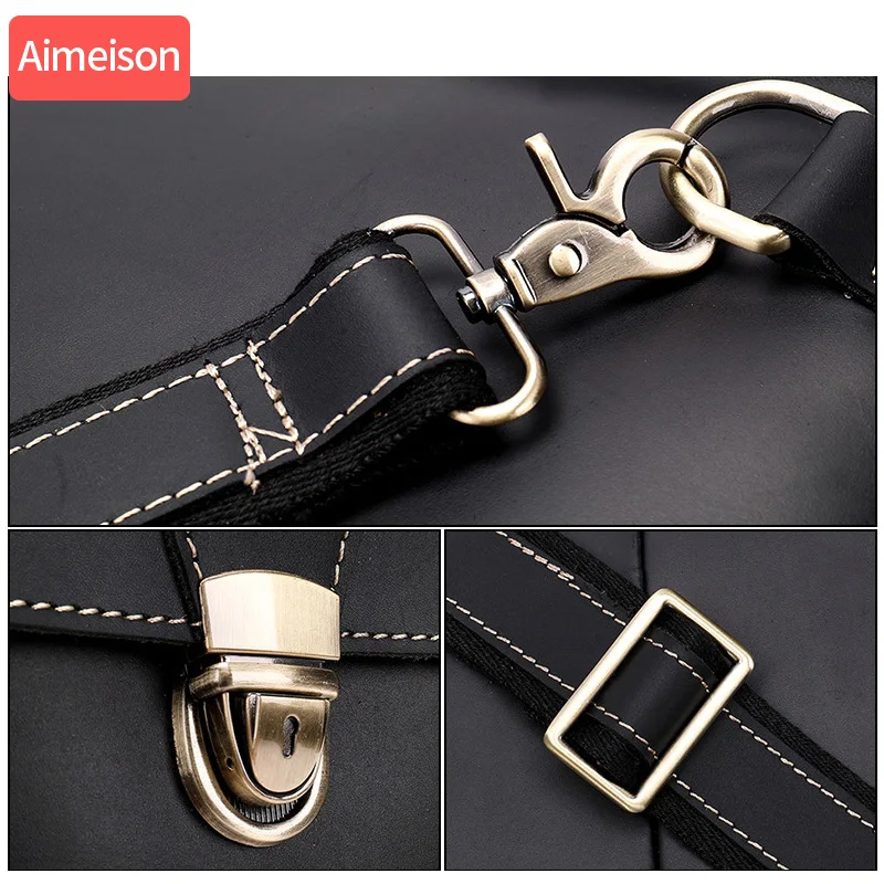 Aimeison Genuine Leather real leather laptop bag business Cowhide Men Crossbody Bag Men's Travel briefcase | Багаж и сумки
