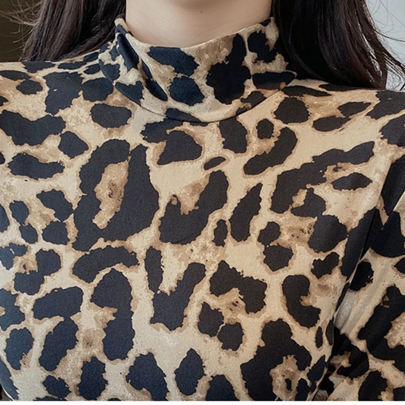 

Leopard Turtleneck Dress 2021 Women Autumn Sexy Sheath Long Sleeve Mini Dresses Streetwear Female Slim Bodycon Vestidos