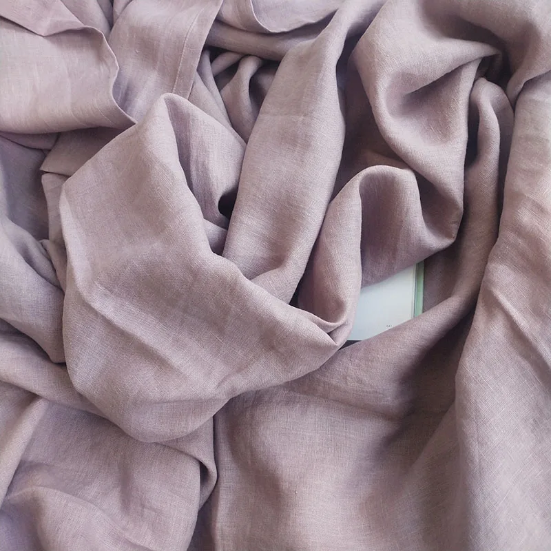

1M Pure Linen Purple Color 110inch 280cm Width 165gsm Weight Enzyme Stone Wash Softness Handfeel for Hometextile and Curtain