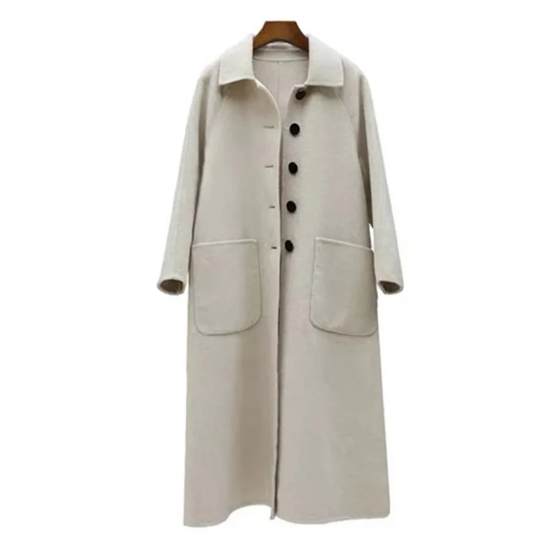 

Korea double cashmere maxmara coat women's 2020 new long cotton black woolen coat