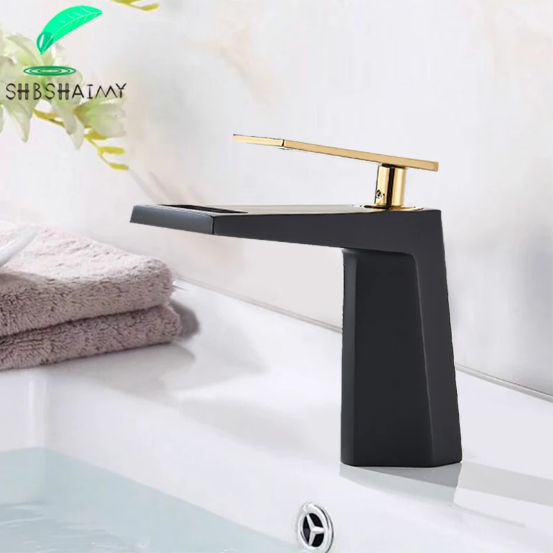 

SHMSHAIMY Basin Faucet Wide Spout Waterfall Bathroom Vessel Sink Tap Deck Mounted Single Handle Single Hole Hot Cold Water Mixer