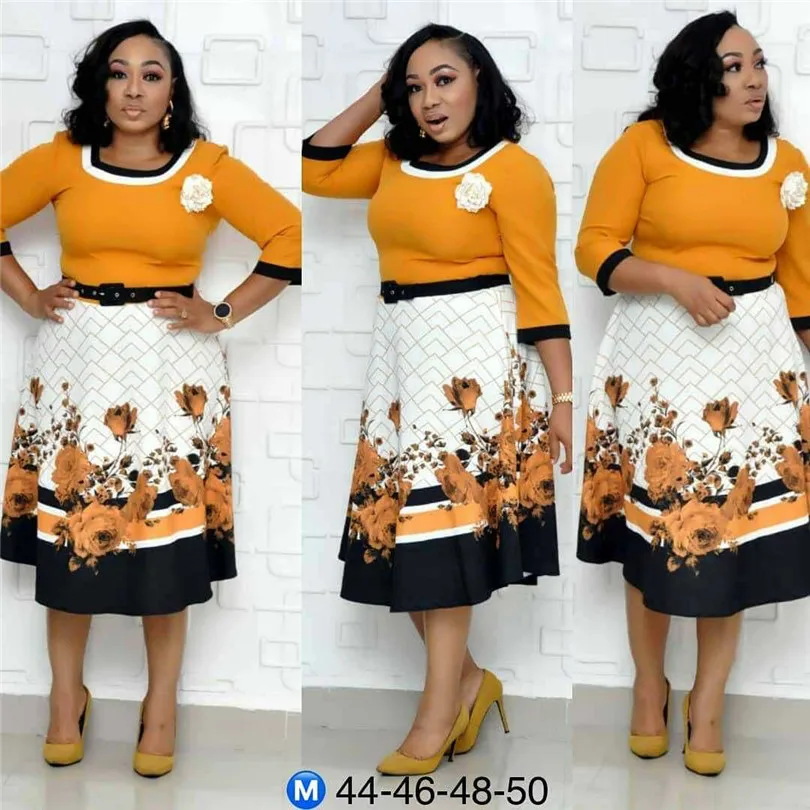 2019 приграничные африканские украшения с цветочным принтом рукавом круглым