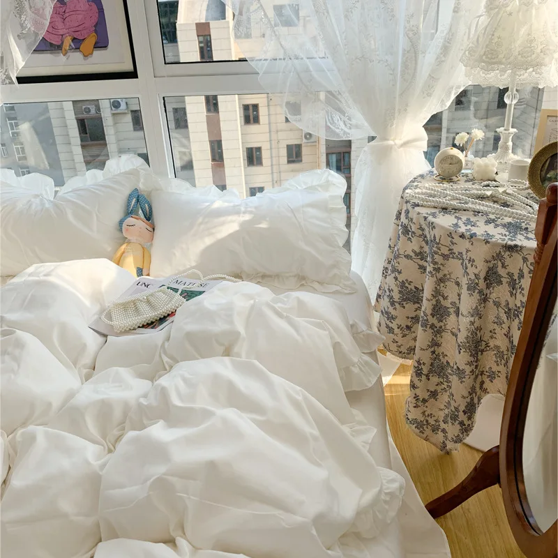 Однотонный Комплект постельного белья в Корейском стиле для девочек Симпатичный