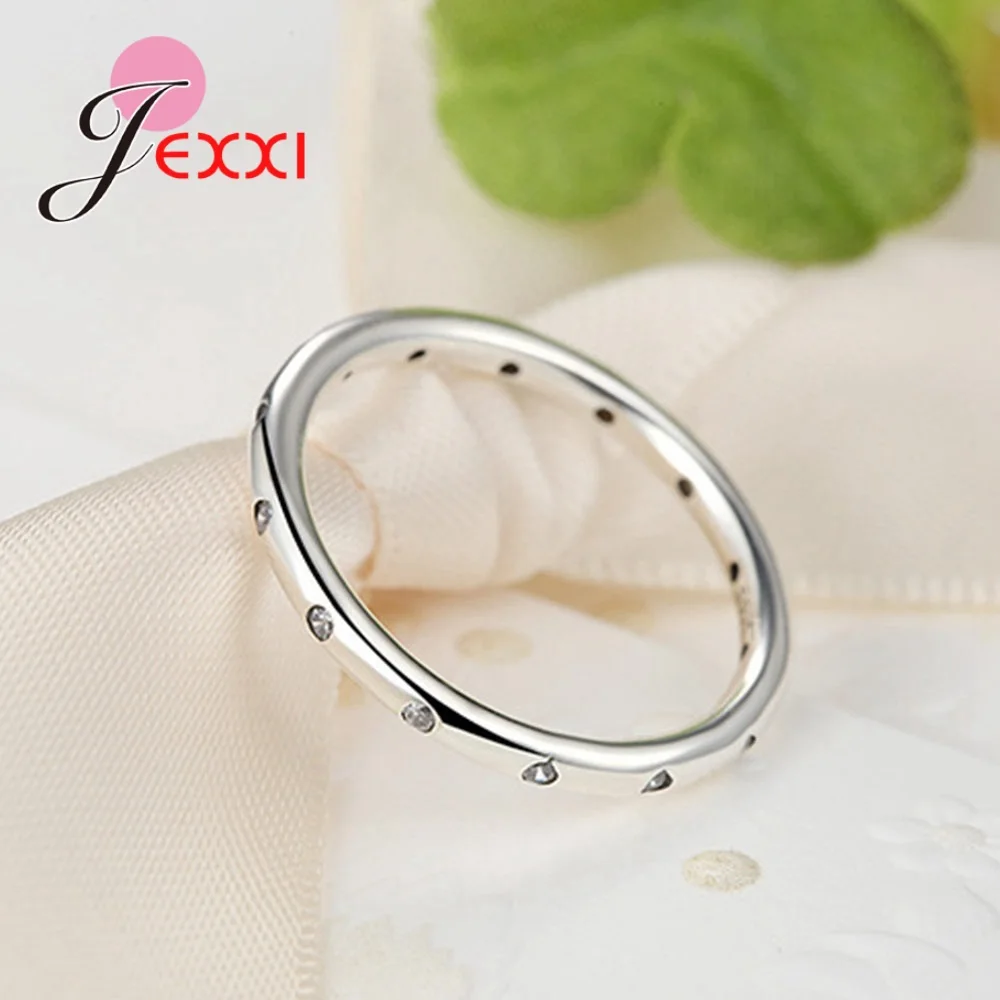 Luxury Round Gold Color 925 Sterling Silver Rings For Women Girls CZ Crystal Cubic Zirconia Engagement Jewelry | Украшения и