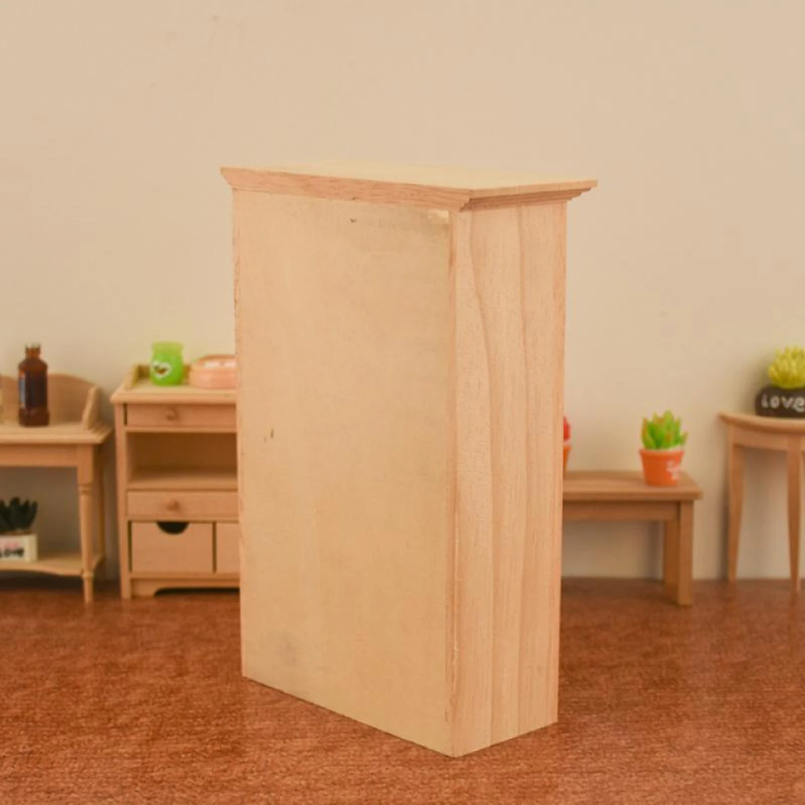 

1/12 Dolls House Miniature Kitchen Cupboard Model Oak Wood Cabinet Toys