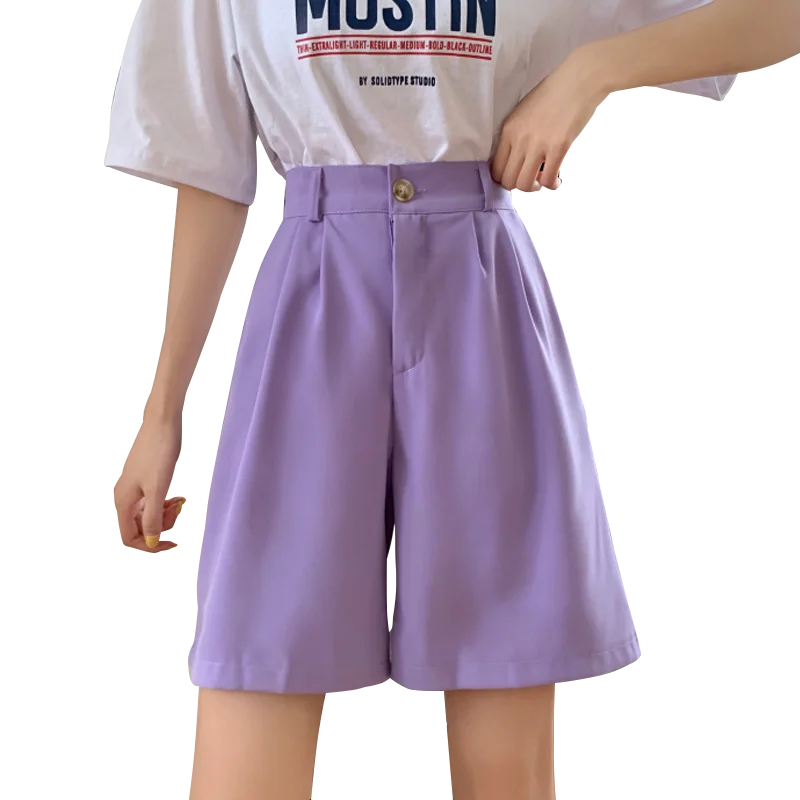 

Suit Shorts Women's Summer 2020 Loose Ins Trendy Straight Hong Kong Style Slimming Sports Wide Legs Middle Pants Overalls Fifth