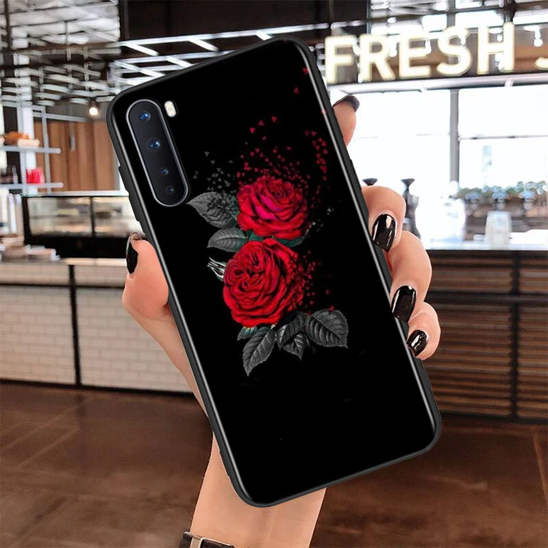 

Soft TPU Cover Bright Rose Flowers for OnePlus Nord N100 N10 8T 8 7T 7 6T 6 5T Pro Black Phone Case