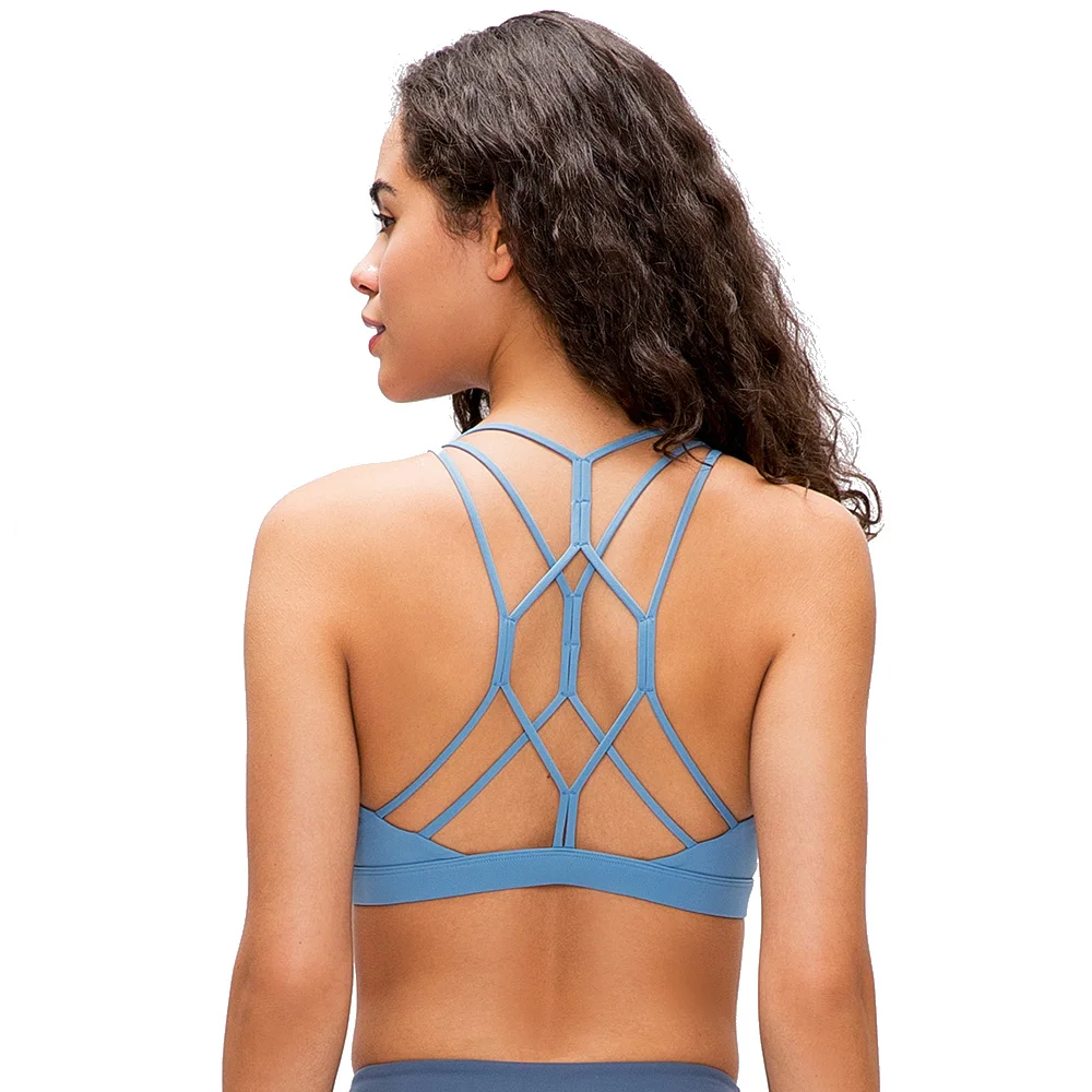 

Sport Woman Fitness Bra High Impact Cross Straps Wireless Nylon Active Wear Running Workout Gym Yoga Underwear Athletic Bra