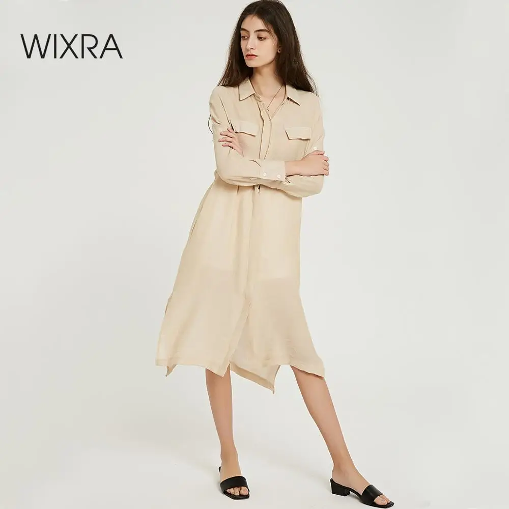 Wixra Женские повседневные платье льняное хлопок лён с поясом свободные кэжуал