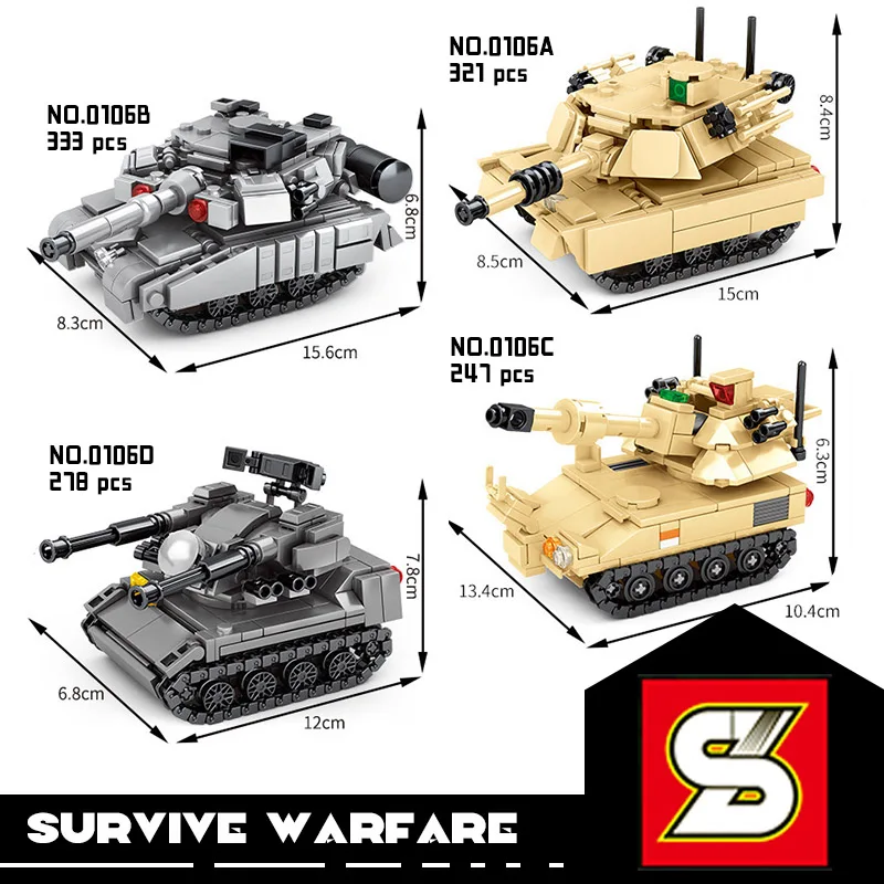 Конструктор SY Block Военный танк модель WW2 солдат РОССИИ СОВЕТСКИЙ SU 76M армия