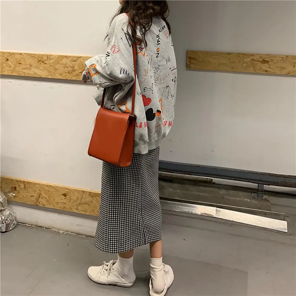 

Hoodies Women Cute Print Loose Long Sleeve O Neck All Match Pullover Sweatshirt Tops Blue M-2XL Women Clothing 2021