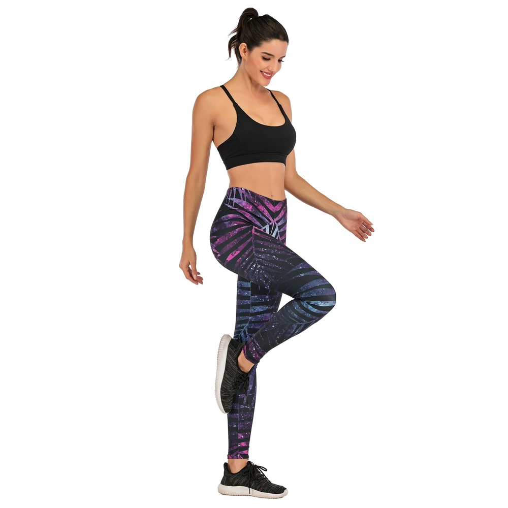 

Women's Designer Leggings High Waist Slim Pants Fluorescent Branch Print