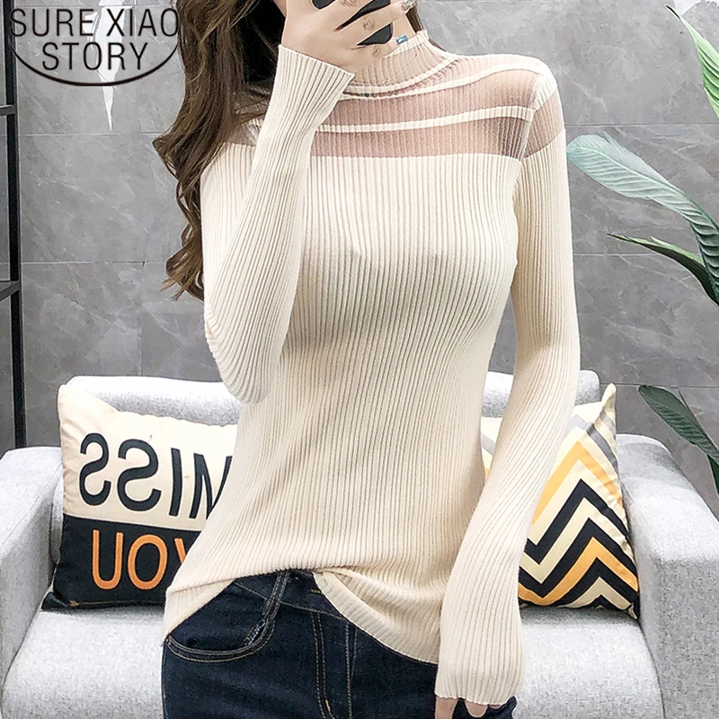 

Autumn faashion women sweaters 2019 ladies tops solid black sweater Pullovers Turtleneck knit sweater women tops sweater 6217 50