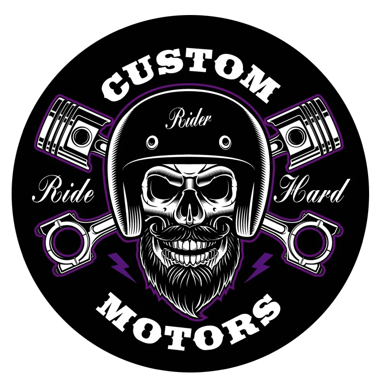 

Custom Ride Hard Purple Beard Skull Mechanical Rider Old School Sticker Decal Accessories Vinyl Motorcycle ScratchProof Sticker