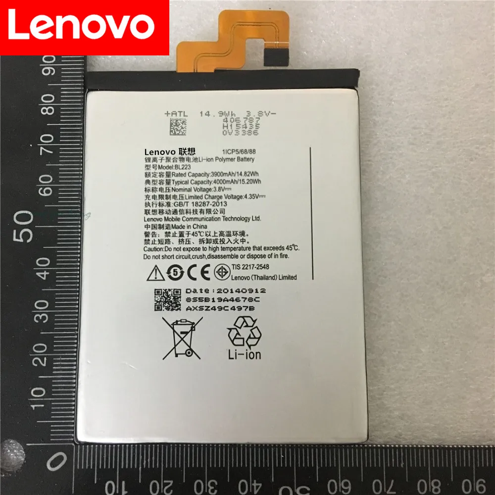 

100% New Original Real 4000mAh BL223 battery Batterie for Lenovo Vibe Z2 Pro k920 K80 K80M K7 Replacement Batteries