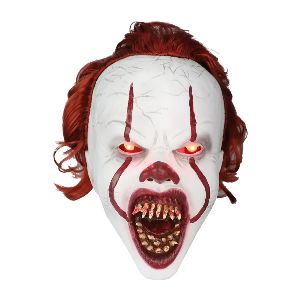 Светодиодный фонарь маска пеннивайза It Chapter Два страшных клоуна Косплей Хэллоуин латексные маски