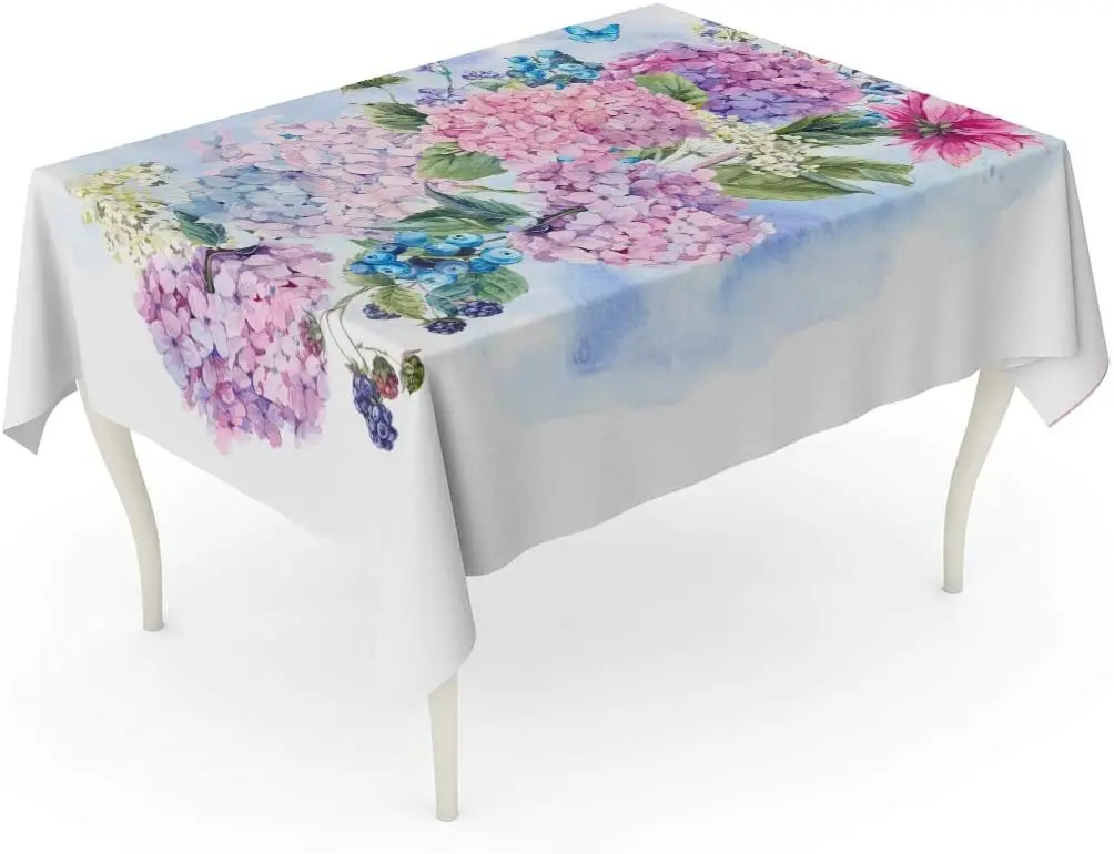 

Blue Anniversary Summer Watercolor Vintage Floral Table Cloth