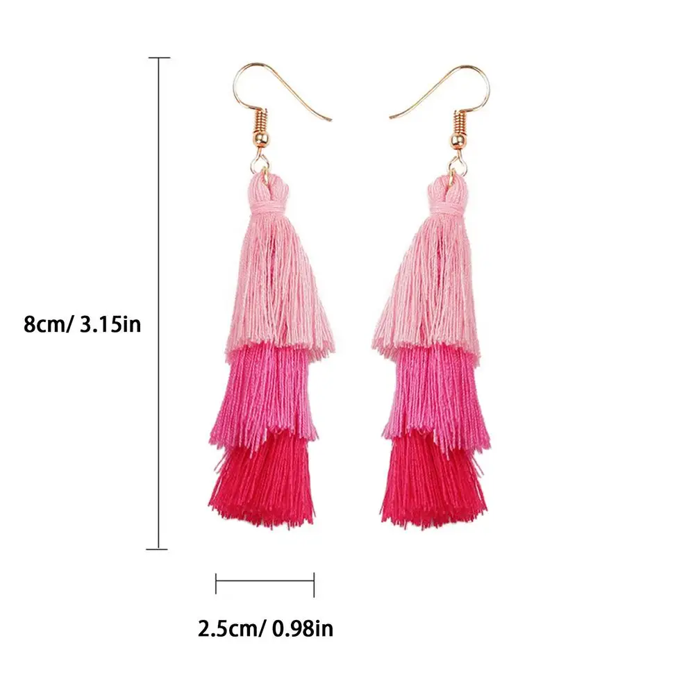 

Handmade Tassel Earrings Women Fashion Jewelry Bohemian Drop Dangle Long Earrings Silk Fabric Ethnic Vintage Earrings